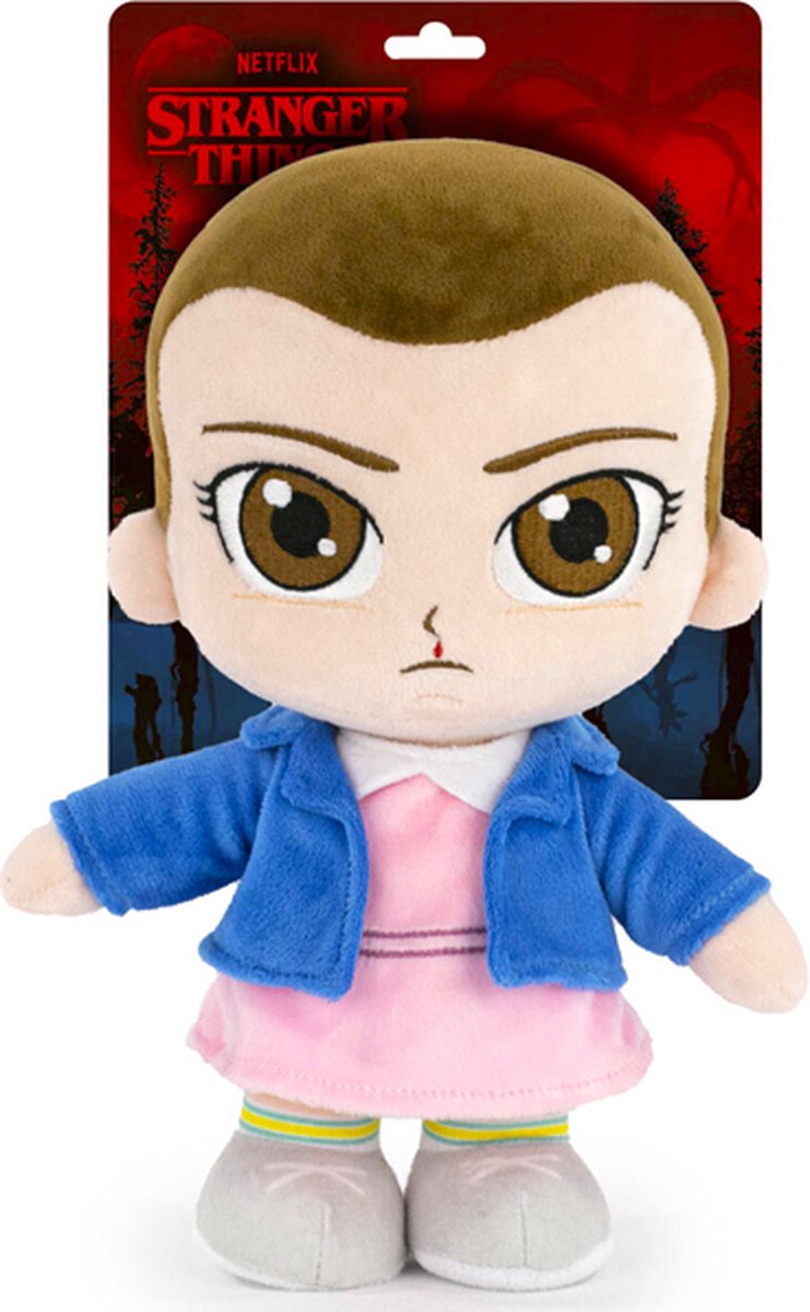 Eleven - Stranger Things Pluche Knuffel 30 cm {Netflix Plush Toy | Stranger-Things Speelgoed knuffeldier knuffelpop voor kinderen jongens meisjes | Knuffel en Speel met Demogorgon, Dustin, Will, Lucas, Mike, Eleven}